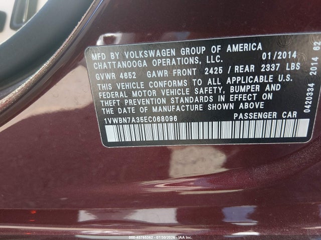 صورة 9 لـ 2014 Volkswagen PASSAT 2.0L TDI SE