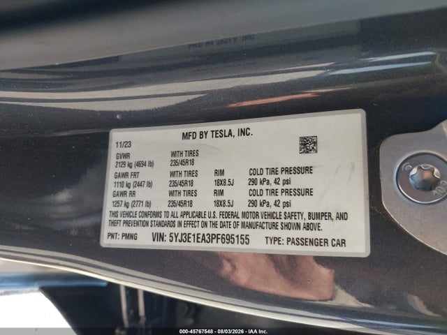 2023 TESLA MODEL 3 REAR-WHEEL DRIVE 9