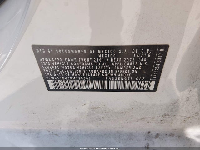 2019 VOLKSWAGEN JETTA 1.4T R-LINE/1.4T S/1.4T SE 9
