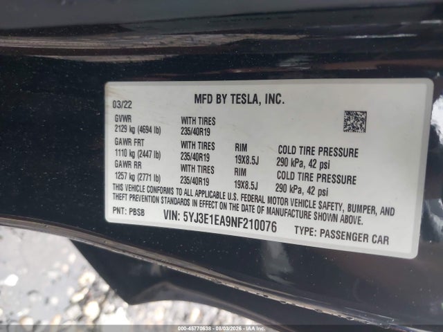 2022 Tesla MODEL 3 REAR-WHEEL DRIVE — фото 9