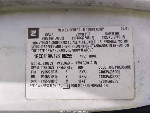 2002 Chevrolet S-10 LS 照片 9