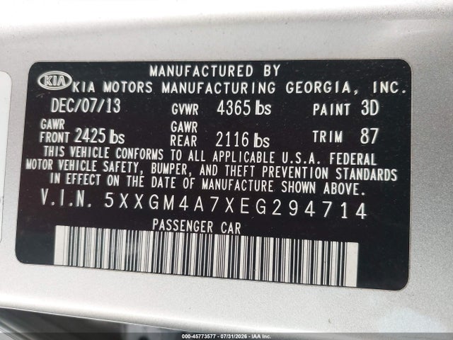 2014 KIA OPTIMA LX 照片 9