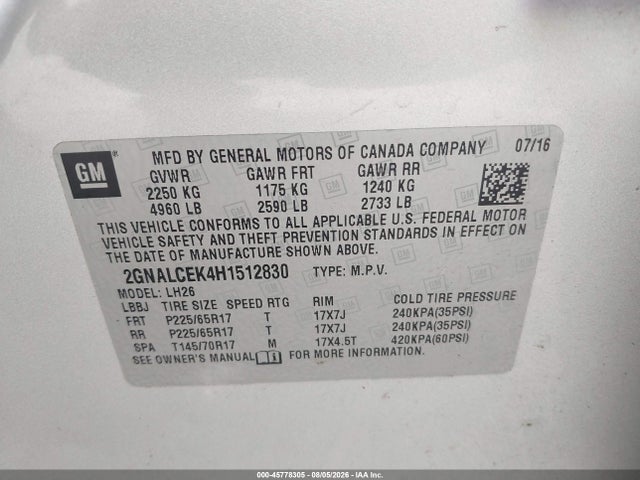 2017 CHEVROLET EQUINOX LT 9