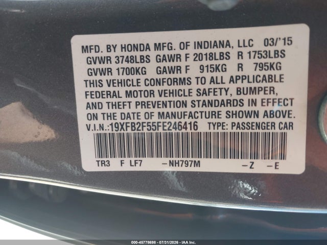2015 Honda CIVIC LX 照片 9