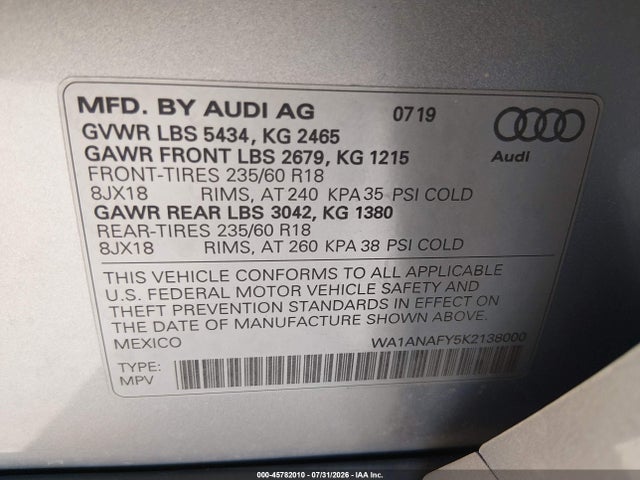 2019 AUDI Q5 45 PREMIUM 9