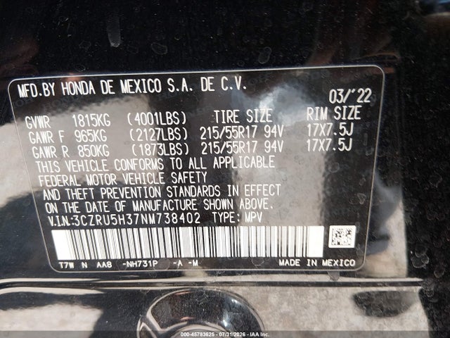 2022 HONDA HR-V 2WD LX 9