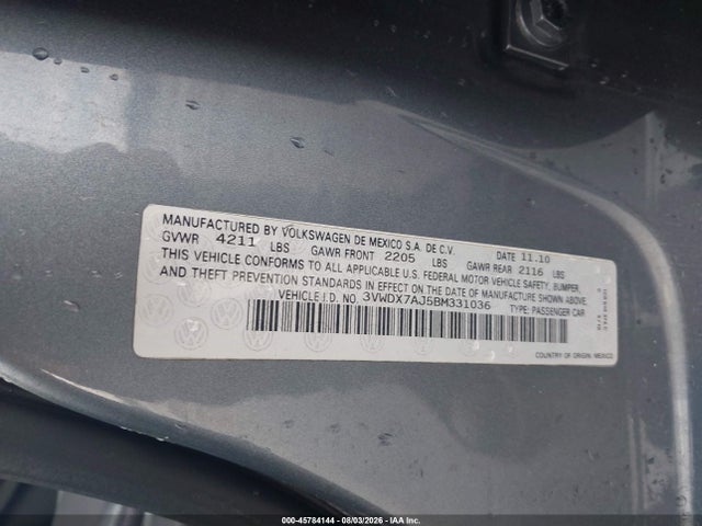 2011 Volkswagen JETTA 2.5L SE — миниатюра 9