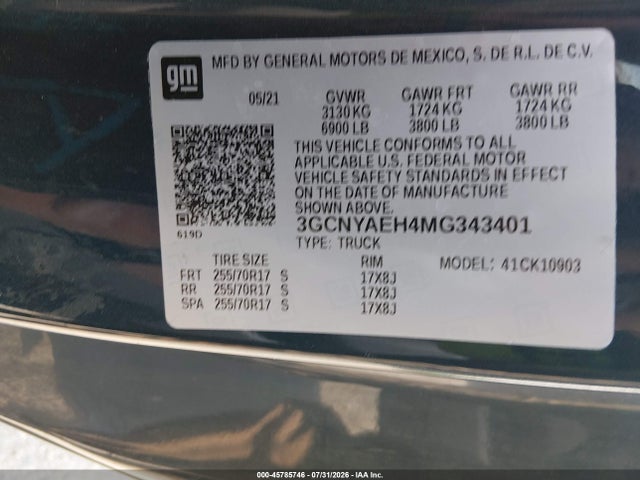 2021 CHEVROLET SILVERADO 1500 4WD LONG BED WT 9