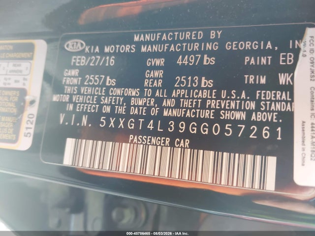 2016 KIA OPTIMA LX 照片 9