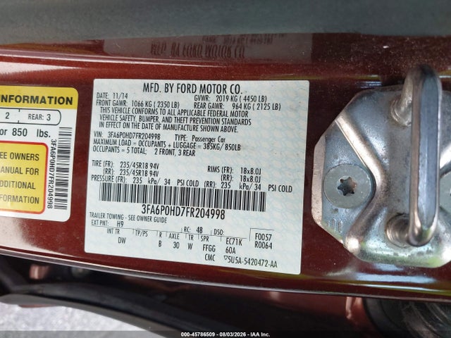 صورة 9 لـ 2015 FORD FUSION SE