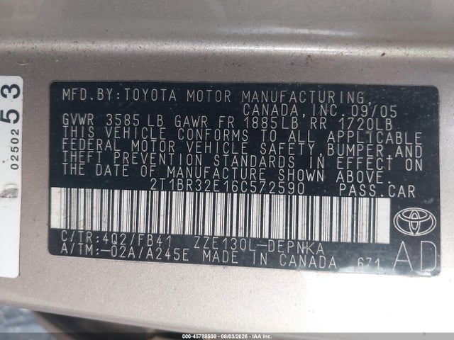 2006 Toyota COROLLA LE photo 9
