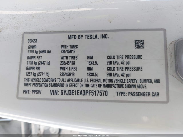 صورة 9 لـ 2023 Tesla MODEL 3 REAR-WHEEL DRIVE