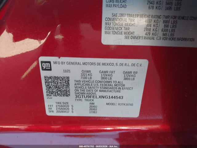 صورة 9 لـ 2022 GMC SIERRA 1500 LIMITED 4WD STANDARD BOX DENALI