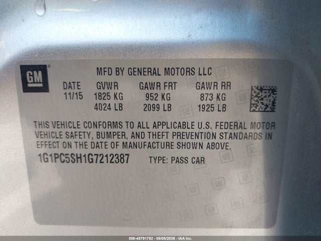 2016 Chevrolet CRUZE LIMITED LS AUTO 照片 9