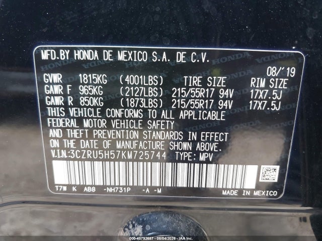 2019 HONDA HR-V EX 9