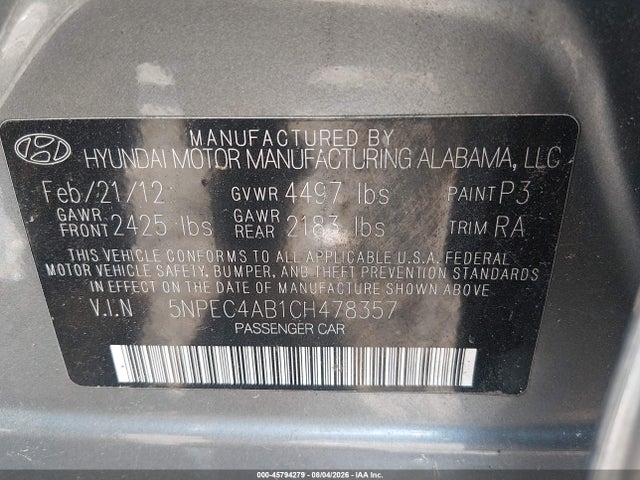 2012 Hyundai SONATA LIMITED 2.0T 照片 9