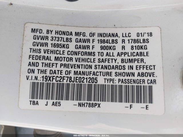 2018 HONDA CIVIC EX 9