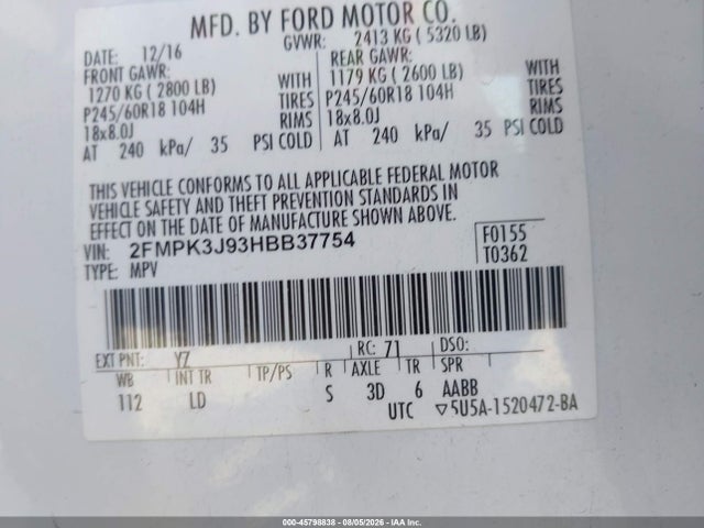 2017 FORD EDGE SEL 9