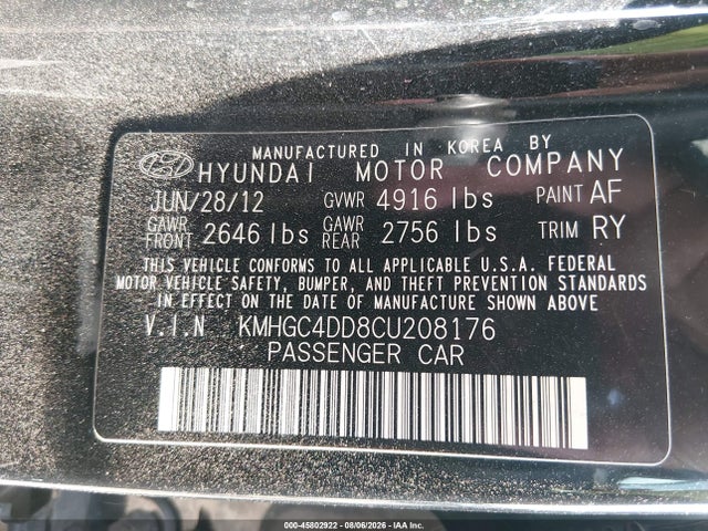 2012 Hyundai GENESIS 3.8 photo 9