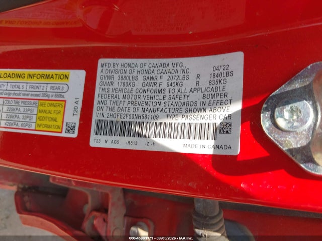 2022 HONDA CIVIC SPORT 9