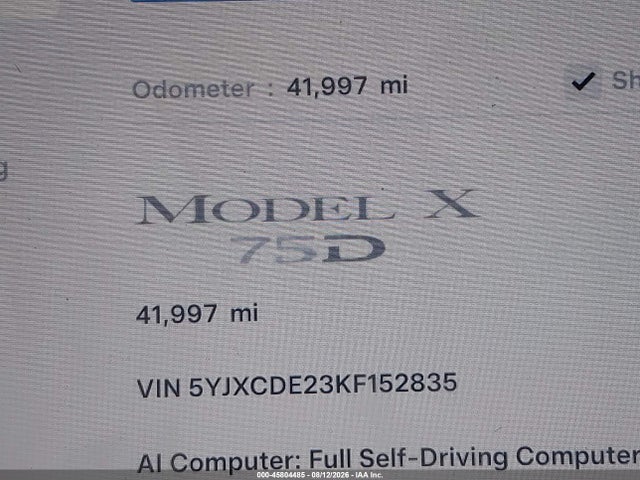 2019 TESLA MODEL X 100D/75D/LONG RANGE/STANDARD RANGE 15