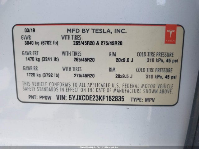 2019 TESLA MODEL X 100D/75D/LONG RANGE/STANDARD RANGE 9