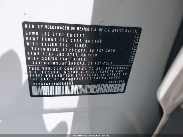 2019 VOLKSWAGEN TIGUAN 2.0T SE/2.0T SEL/2.0T SEL R-LINE/2.0T SEL R-LINE BLACK 9