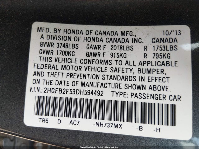 2013 Honda CIVIC LX 照片 9