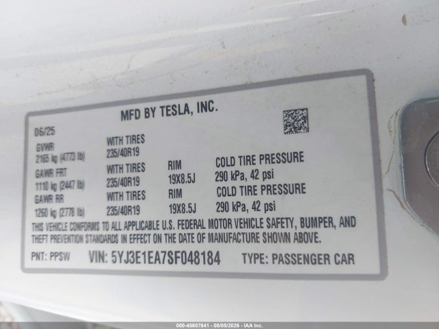 صورة 9 لـ 2025 Tesla MODEL 3 LONG RANGE REAR-WHEEL DRIVE/STANDARD REAR-