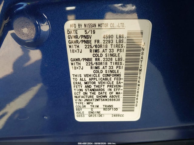 2019 NISSAN ROGUE SV 9
