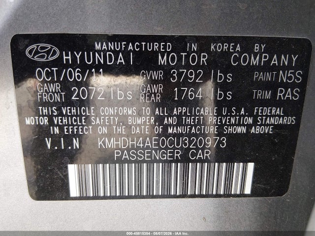 2012 Hyundai ELANTRA GLS (ULSAN PLANT) — фото 9