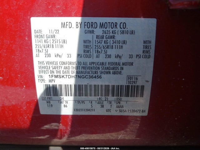 2022 FORD EXPLORER XLT 9