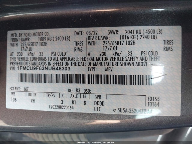 2022 FORD ESCAPE S 9