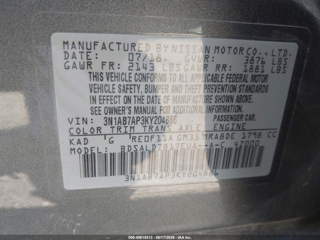 2019 NISSAN SENTRA SV 9