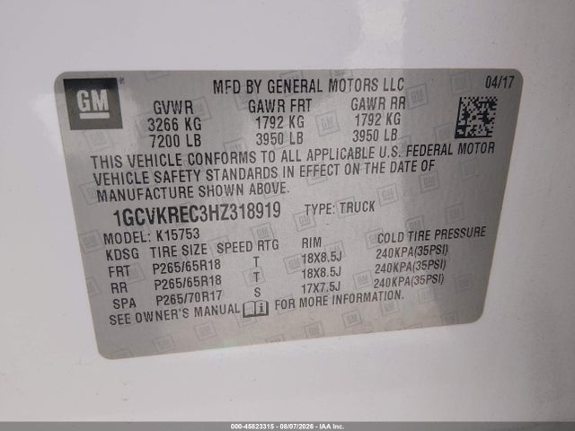 2017 Chevrolet SILVERADO 1500 2LT 缩略图 9