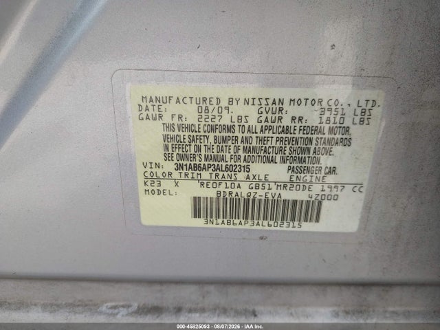 2010 Nissan SENTRA 2.0 照片 9