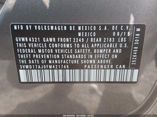 2015 Volkswagen JETTA 1.8T SE — фото 9