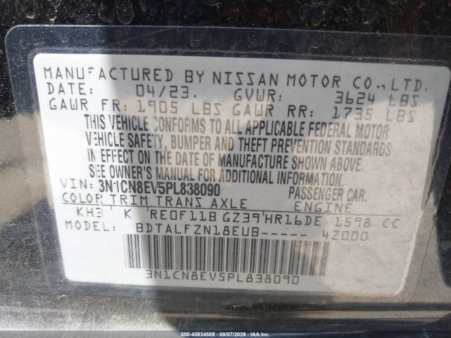 2023 NISSAN VERSA 1.6 SV XTRONIC CVT 9