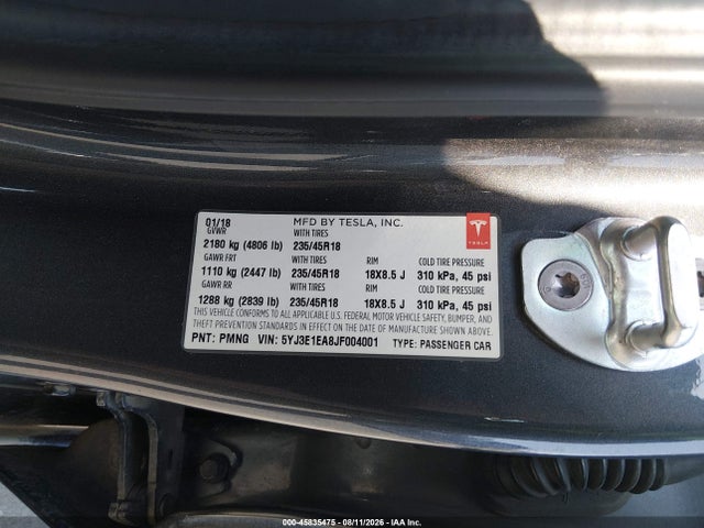 2018 TESLA MODEL 3 LONG RANGE/MID RANGE 9