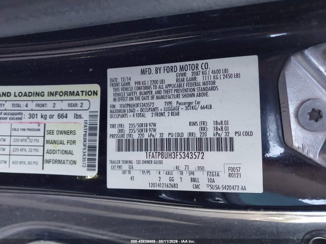 صورة 9 لـ 2015 FORD MUSTANG ECOBOOST PREMIUM