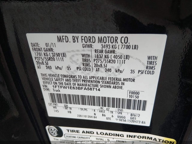 2011 FORD F-150 LARIAT photo 9