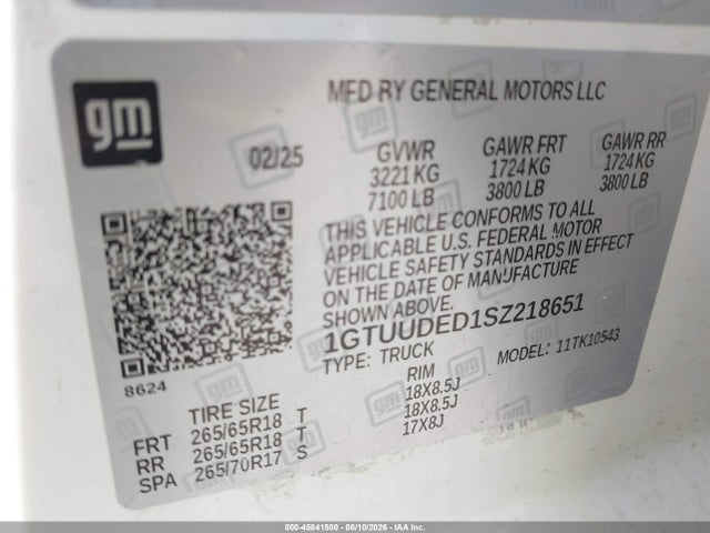 2025 GMC SIERRA 1500 4WD SHORT BOX SLT — фото 9