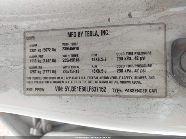 2020 Tesla MODEL 3 LONG RANGE DUAL MOTOR ALL-WHEEL DRIVE 照片 9