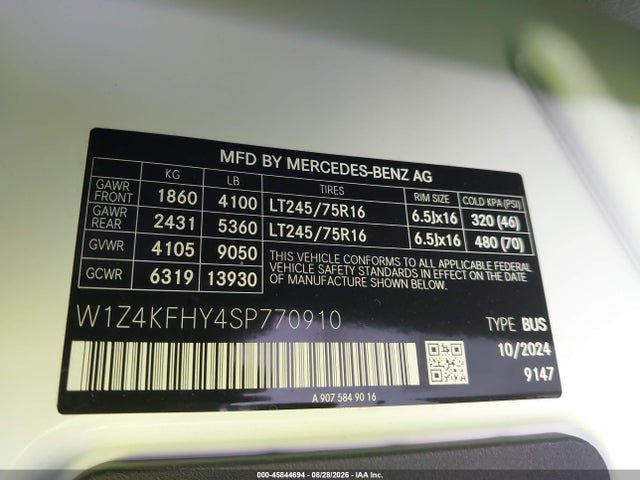 2025 MERCEDES-BENZ SPRINTER 2500 STANDARD ROOF 4-CYL DIESEL 9