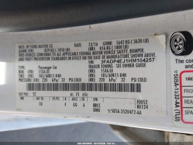 2017 FORD FIESTA SE 9