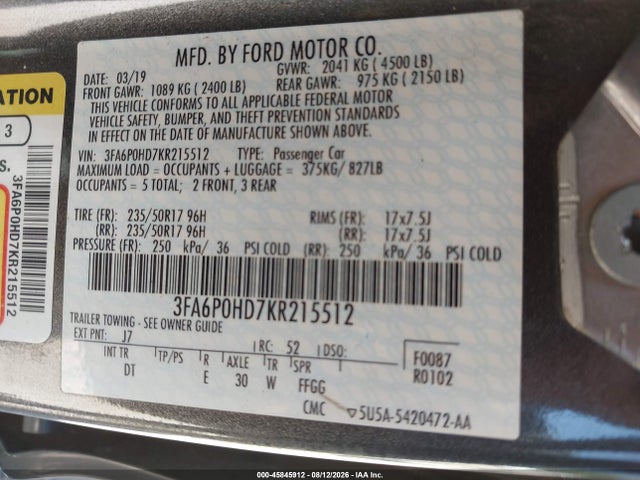 2019 FORD FUSION SE 9