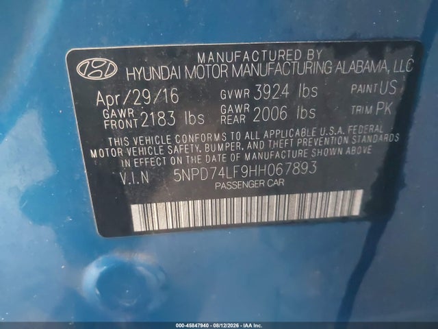 2017 HYUNDAI ELANTRA SE 9