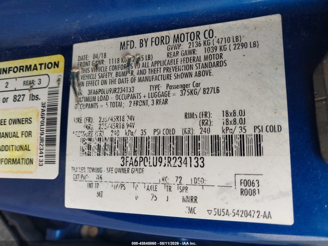 2018 FORD FUSION HYBRID SE 照片 9