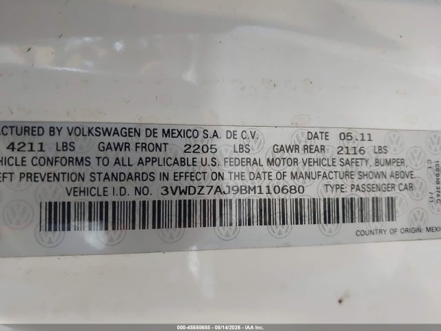 صورة مصغرة 9 لـ 2011 Volkswagen JETTA 2.5L SE