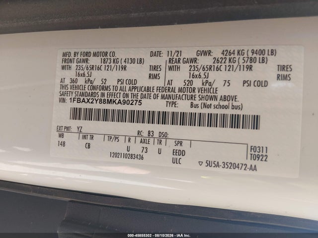 2021 FORD TRANSIT-350 PASSENGER VAN XL 9